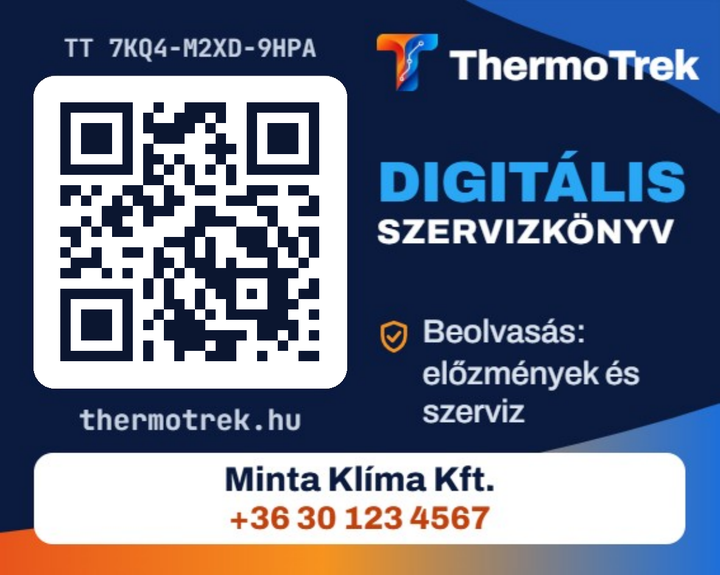 Pro matrica minta: QR-kód a thermotrek.hu-ra, Minta Klíma Kft., +36 30 123 4567